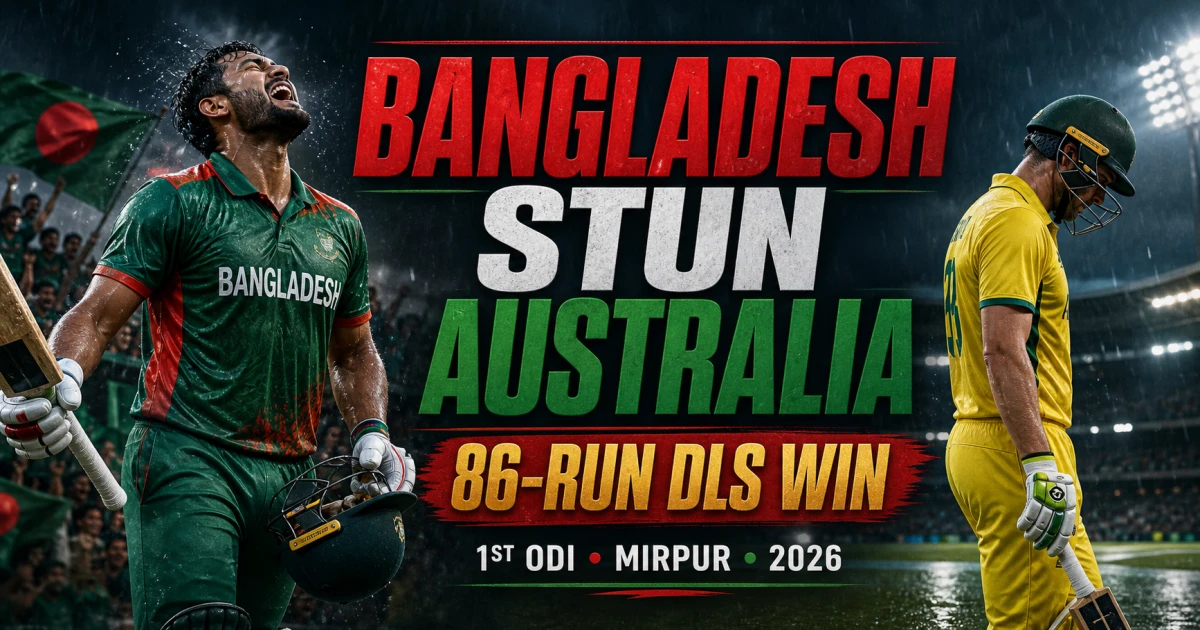 Bangladesh stun Australia by 86 runs via DLS