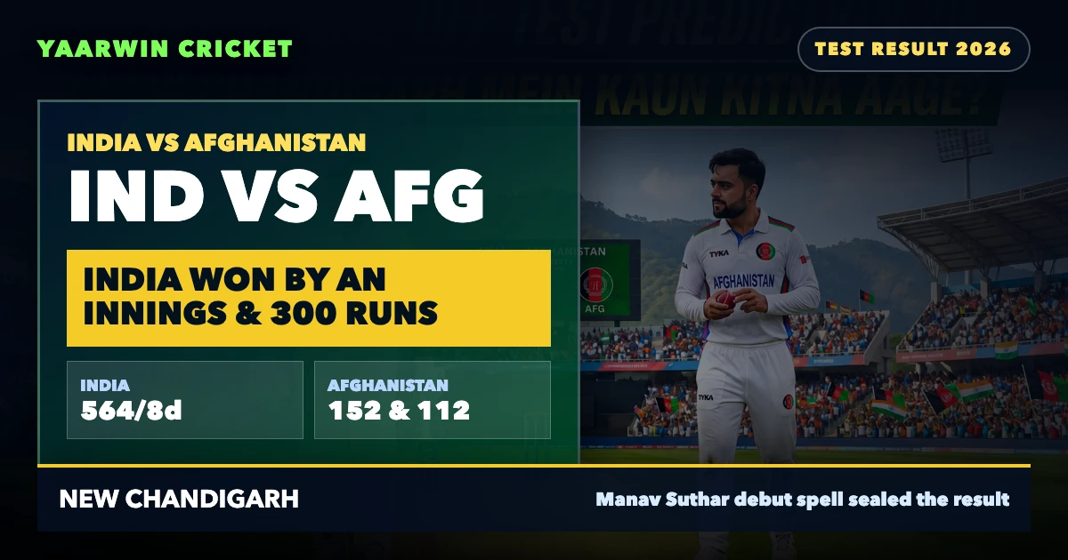 IND vs AFG one-off Test result 2026