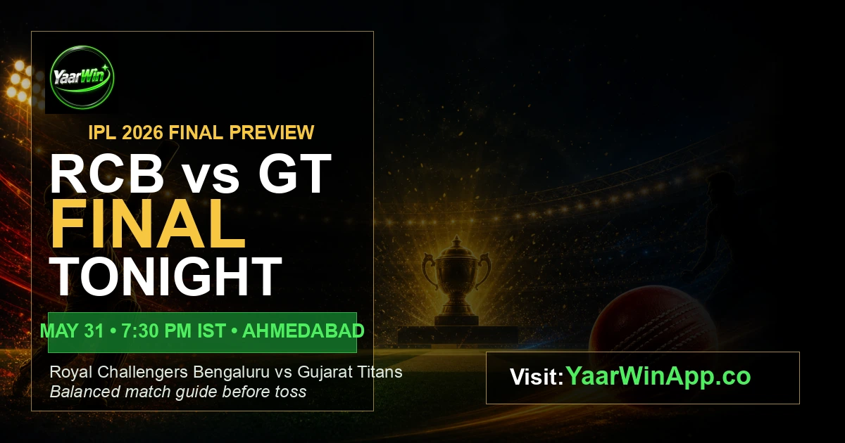 RCB vs GT IPL 2026 Final preview graphic